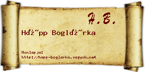Hápp Boglárka névjegykártya